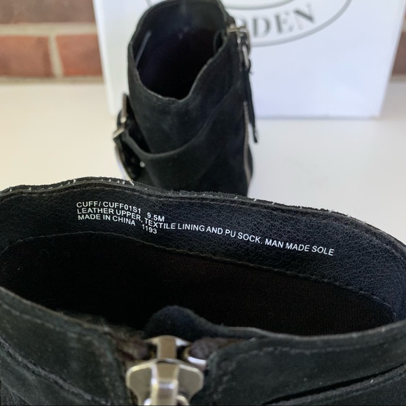 Steve Madden Cuff Black Suede Western Ankle Boots Buckle US 9.5 M - Picture 7 of 8
